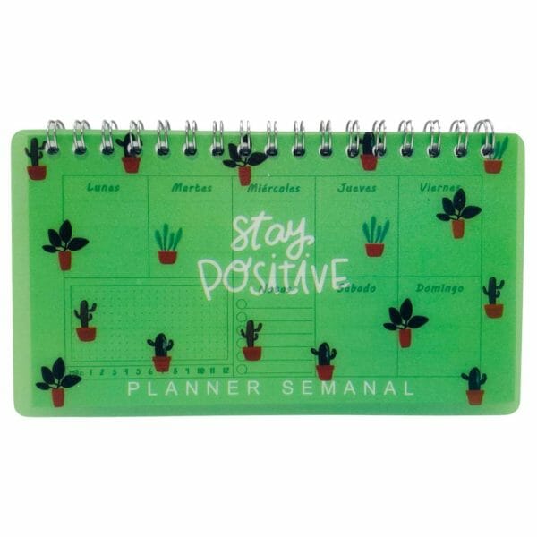 Planner 50 Hojas Semanal Diseño de Cactus Stay Positive
