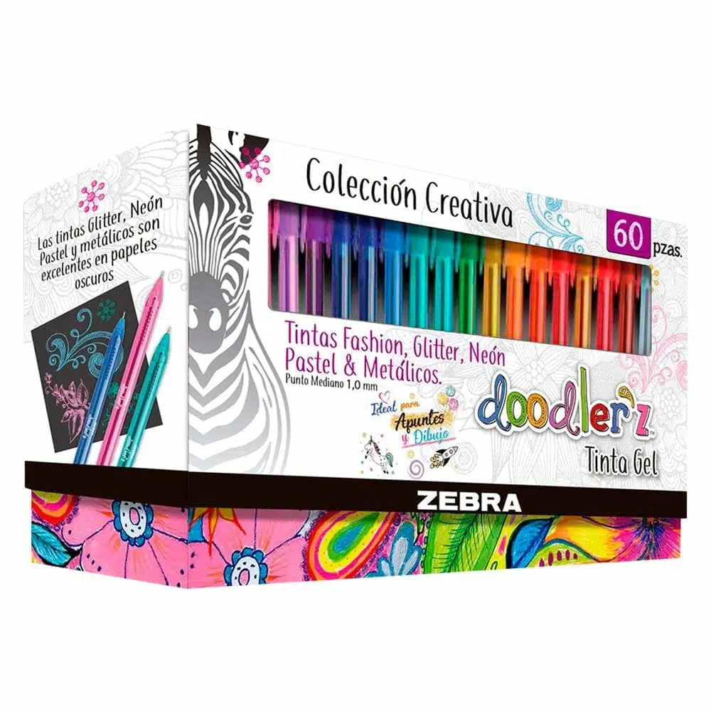 Set de 60 Lapices Tinta Gel 1.0mm Colección Creativa Doodler´z Zebra - Imagen 1