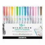 Set de 15 Destacadores Doble Punta Mildliner Creative Marker Zebra