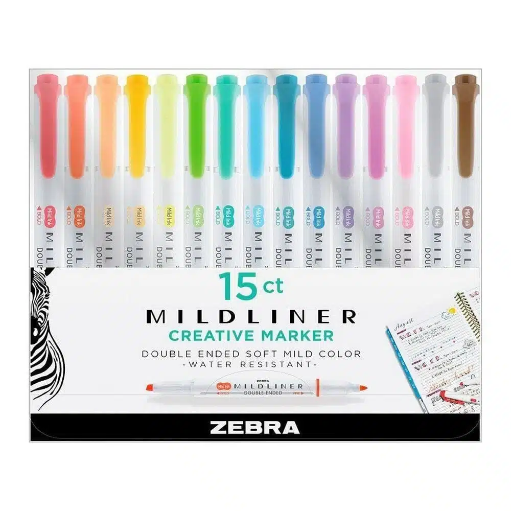 7501901617883 Set de 15 Destacadores Doble Punta Mildliner Creative Marker Zebra - Imagen 1