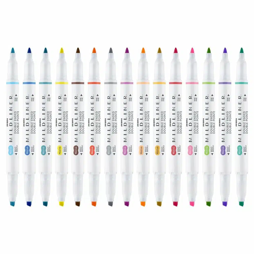 Set de 15 Destacadores Doble Punta Mildliner Creative Marker Zebra - Imagen 2
