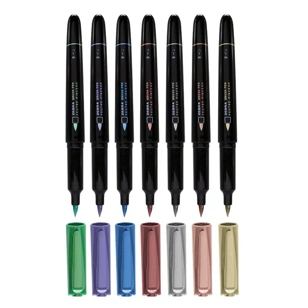 Set de 7 Lápices Punta Pincel Metalizados Zebra - Imagen 3