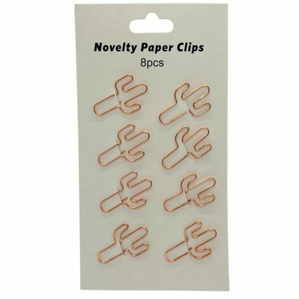 Set de 8 Clips Metálicos Diseño de Cactus