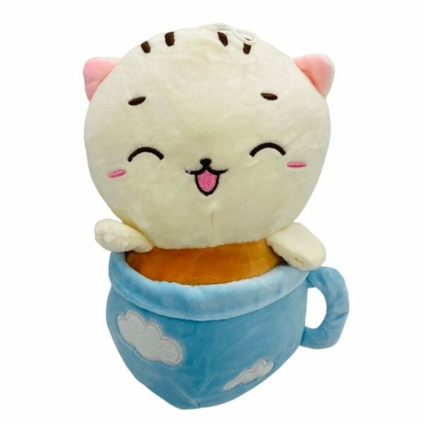 Peluche de Gatito en Maceta Celeste