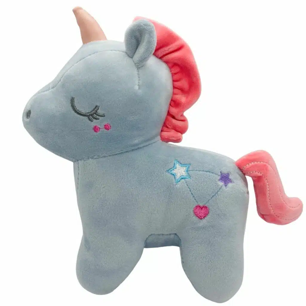 PEL008 Peluche de Unicornio Durmiente Celeste - Imagen 1