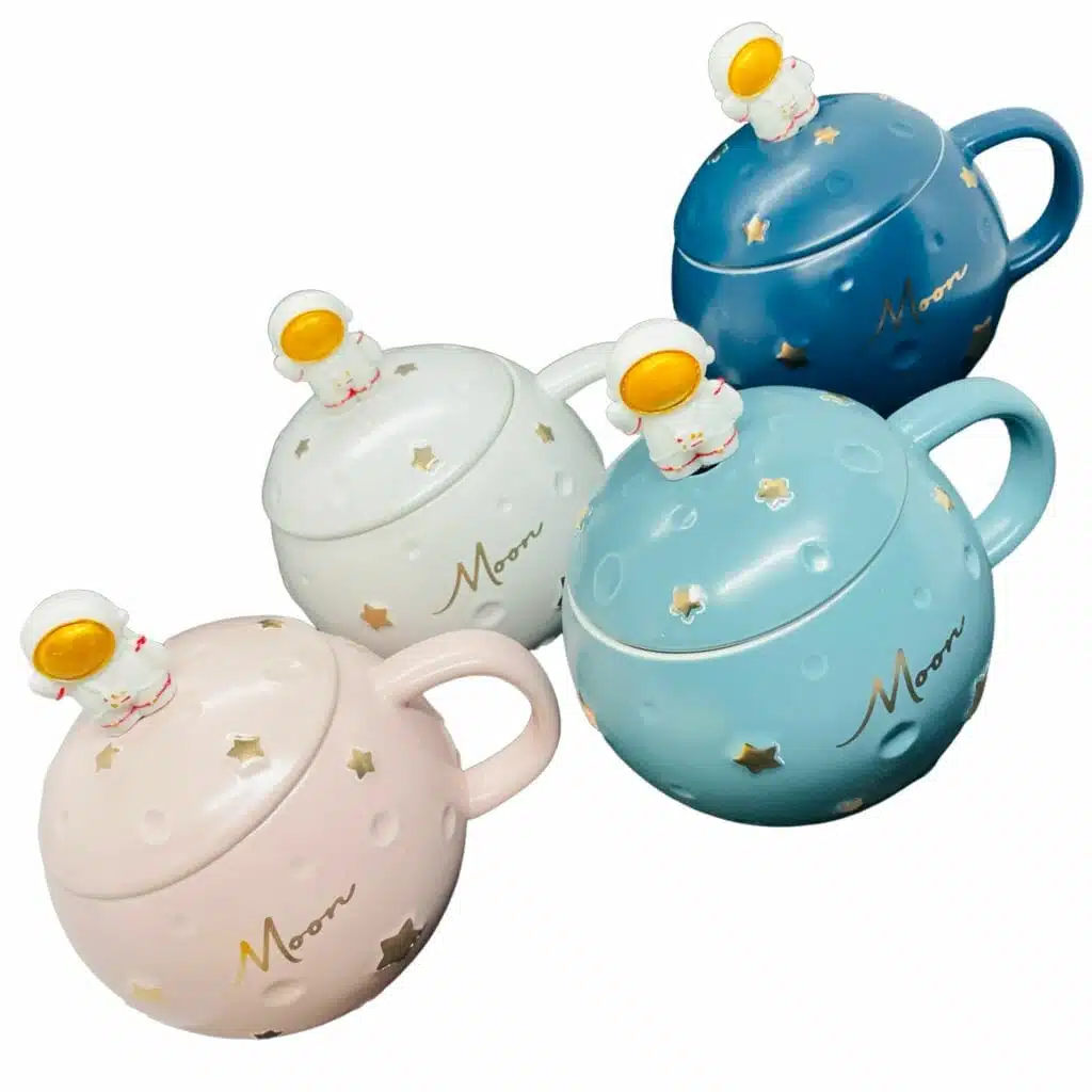 Tazón Con Tapa y Cuchara Modelo de Luna y Astronauta (Elige Color) - Imagen 2