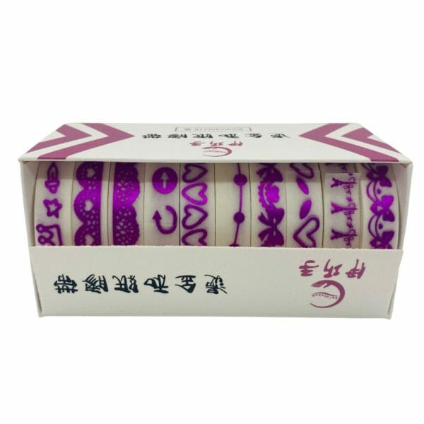 Set de 10 Cintas Washi Tape de 0.8mm X 2m Tonos Morados