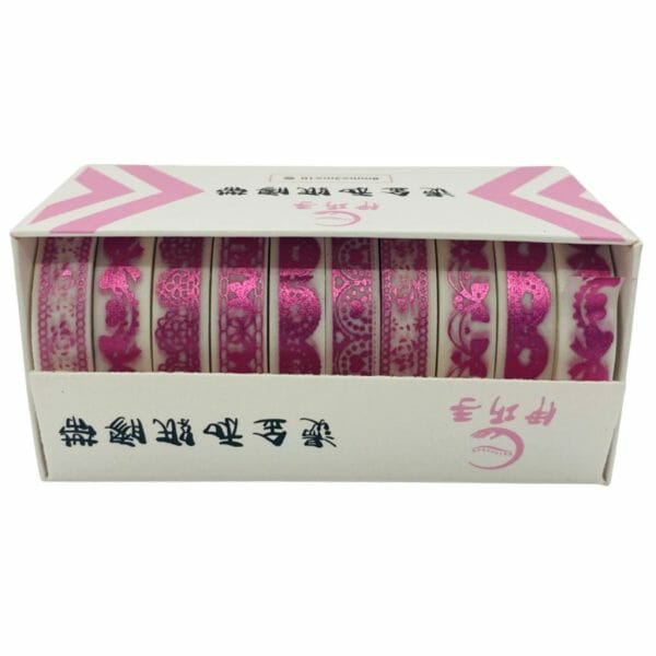 Set de 10 Cintas Washi Tape de 0.8mm X 2m Tonos Fucsia