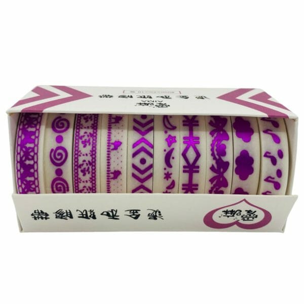 Set de 10 Cintas Washi Tape de 0.8mm X 2m Tonos Morados