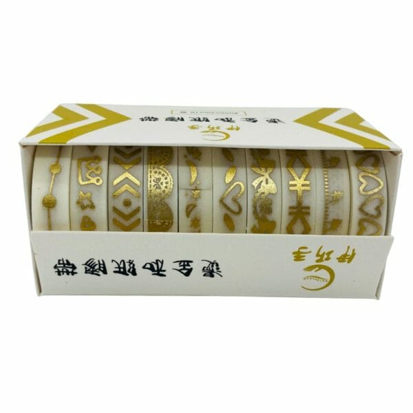 Set de 10 Cintas Washi Tape de 0.8mm X 2m Tonos Dorados