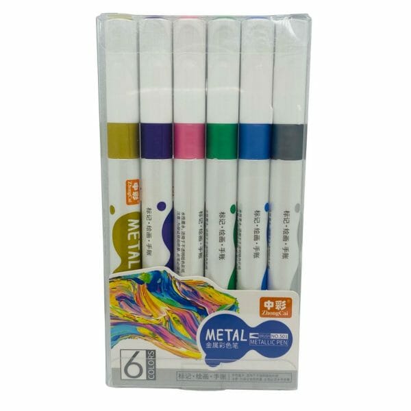 Set de 6 Lápices Punta Pincel Metalizados