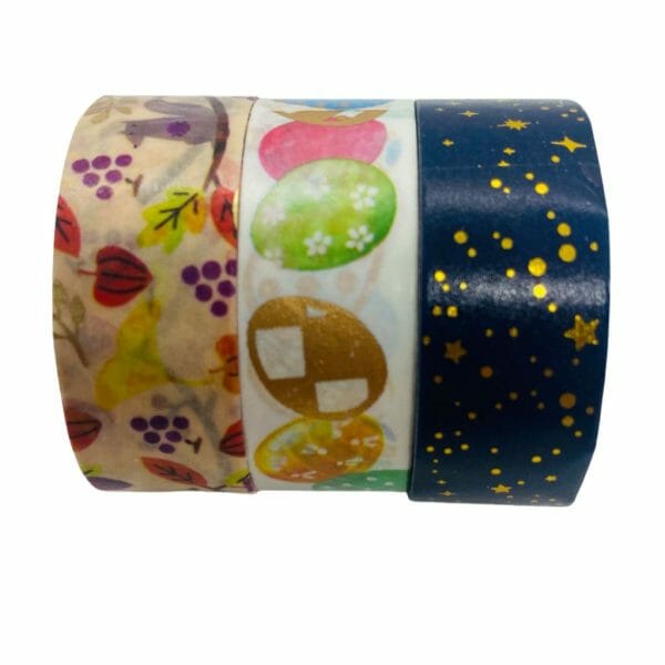 Set de 3 Cintas Washi Tape de 15mm X 3m Detalles Dorados