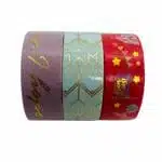 Set de 3 Cintas Washi Tape de 15mm X 3m Detalles Dorados