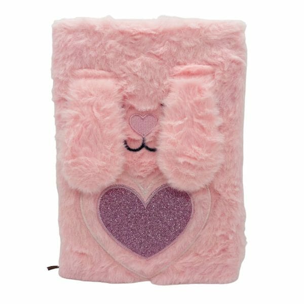 Libreta 94 Hojas Línea Horizontal Diseño de Conejita Tapa Peluche