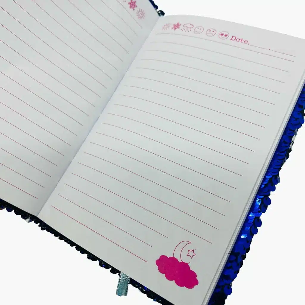 Libreta 64 Hojas Línea Horizontal Lentejuelas Azules Flamenco - Imagen 4