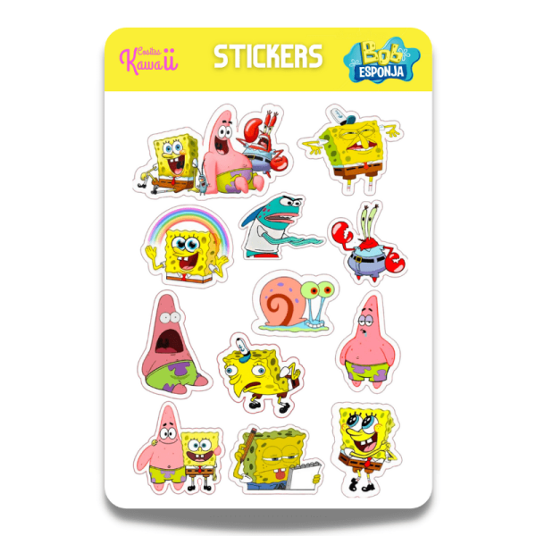 Lámina de Stickers Diseño Bob Esponja