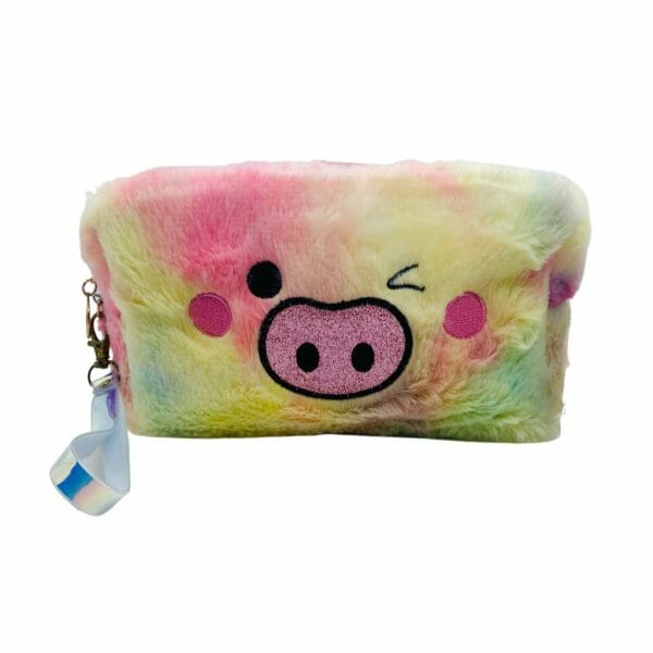 Estuche Peludo Multicolor Diseño de Cerdito