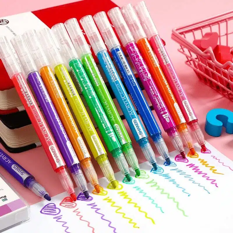 Set de 12 Marcadores Acrílicos 2.0mm. Tonos Glitter Shands - Imagen 2