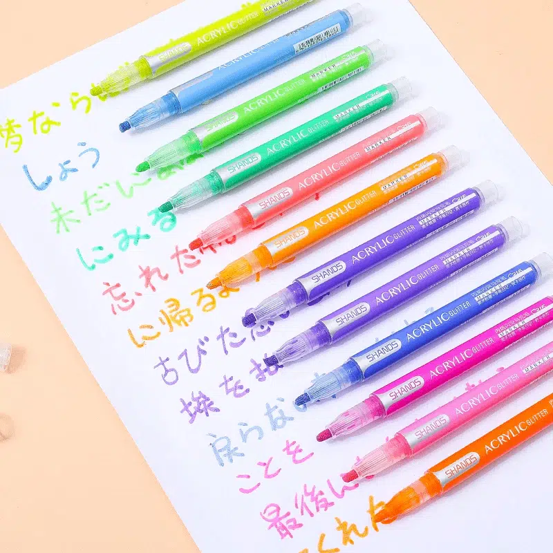 Set de 12 Marcadores Acrílicos 2.0mm. Tonos Glitter Shands - Imagen 3