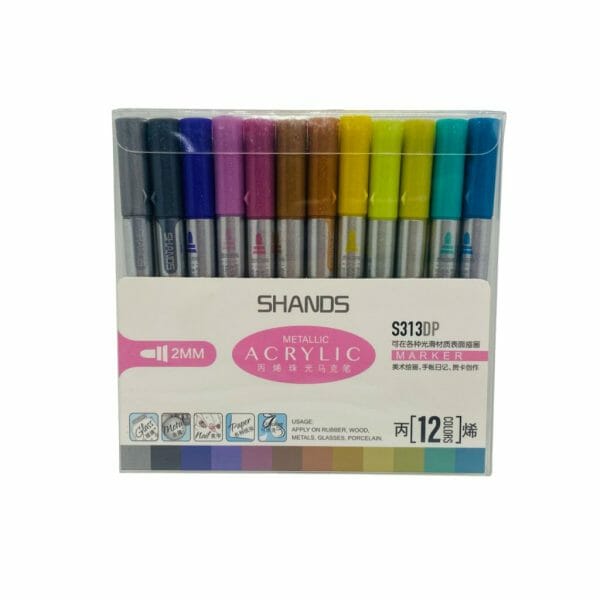 Set de 12 Marcadores Acrílicos 2.0mm. Tonos Metálicos Shands