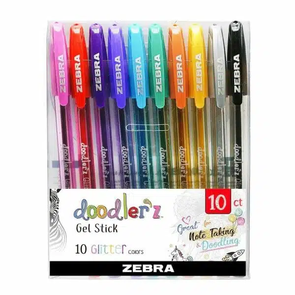 Set de 10 Lapices Tinta Gel 1.0mm Doodler´z Gel Stick Glitter Zebra
