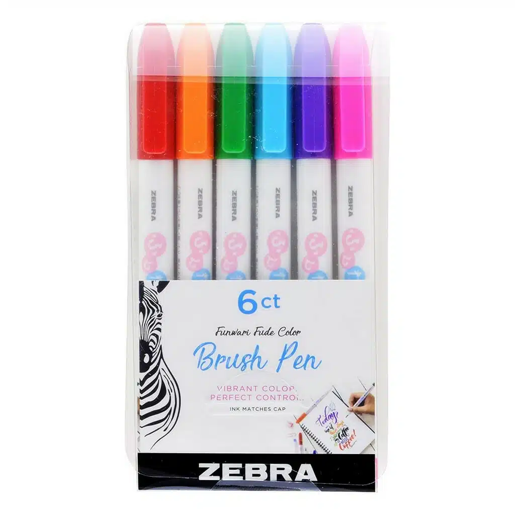 7501901619856 Set de 6 Lápices Punta Pincel Funwari Fude Color Zebra - Imagen 1