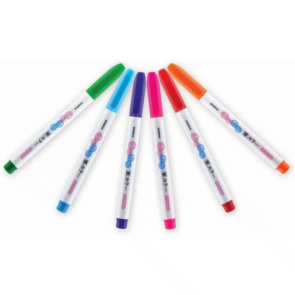 Set de 6 Lápices Punta Pincel Funwari Fude Color Zebra - Imagen 2