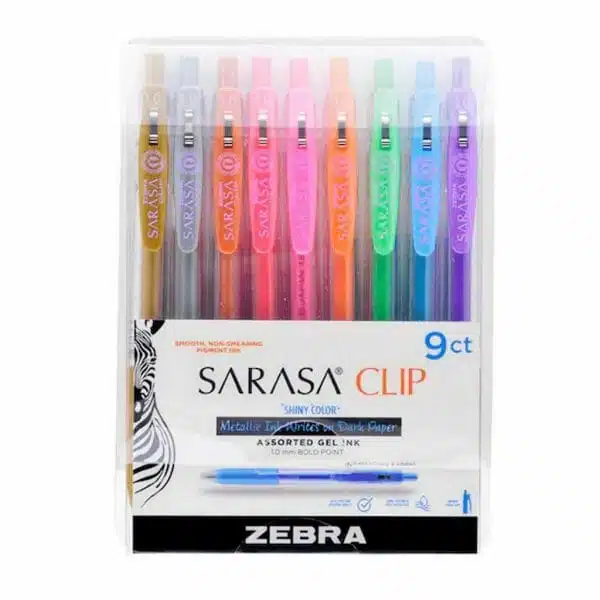 Set de 9 Lápices Tinta Gel 1.0mm Sarasa Clip Shiny Color Zebra