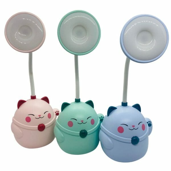 Lámpara de Escritorio Led Recargable Modelo de Gatito Maneki Neko (Elige Color)