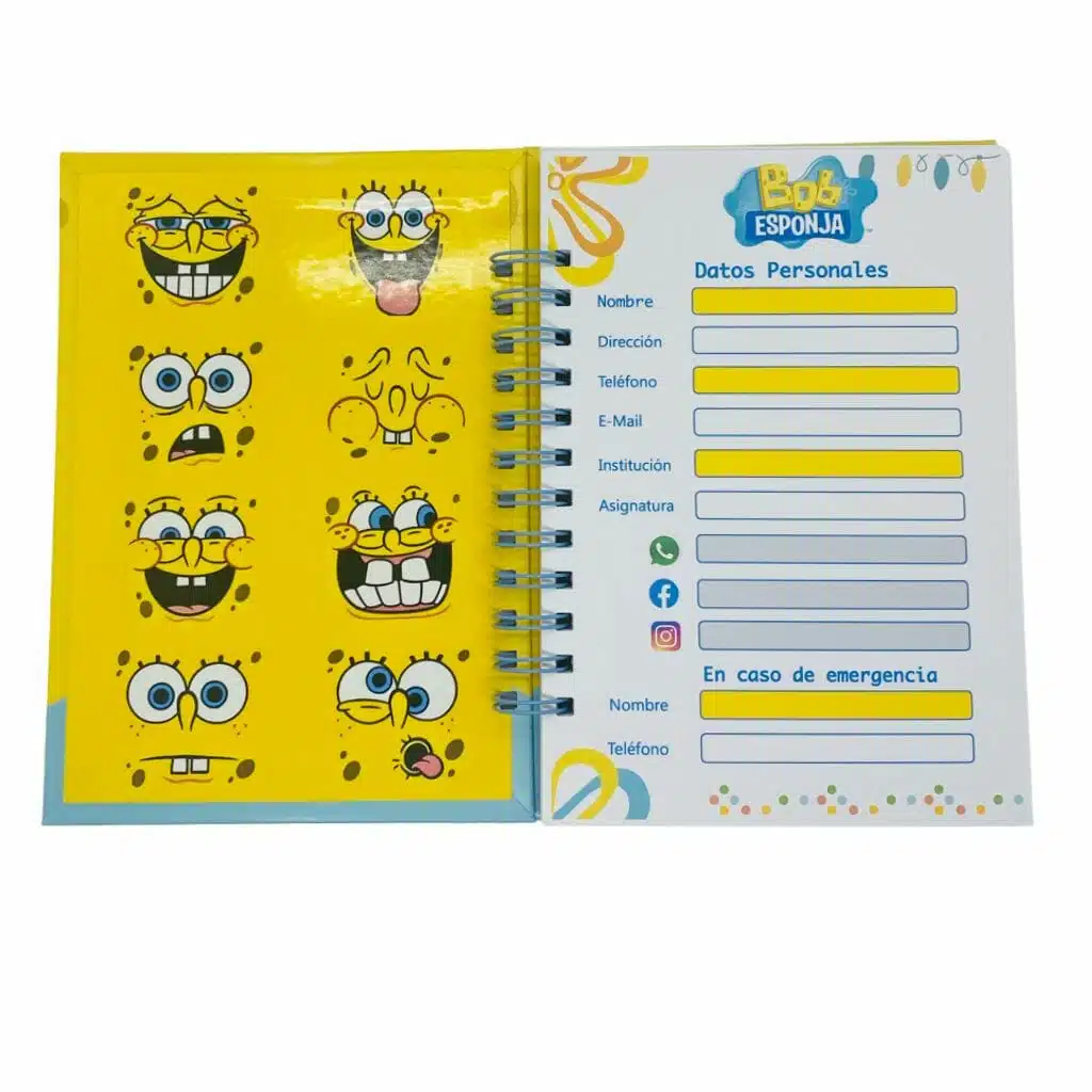 Cuaderno A5 100 Hojas Cuadriculadas 7mm Diseño de Bob Esponja - Imagen 4