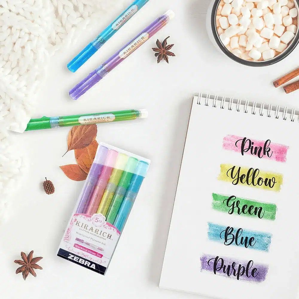 Set de 5 Destacadores Glitter Kirarich Zebra - Imagen 5