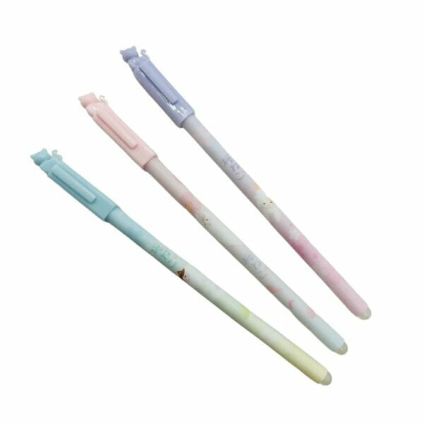 Lápiz Tinta Gel Azul 0.5mm Borrable Diseño de Gatito (Elige Color)