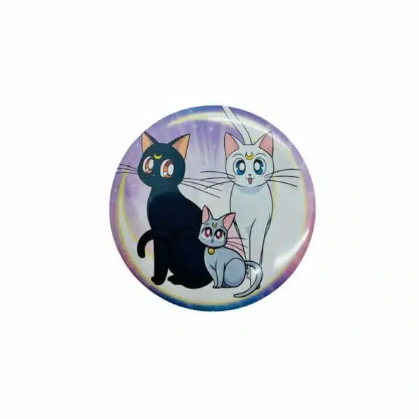 Chapita Circular de 58mm con Espejo Diseño de Luna, Artemis y Diana / Sailor Moon