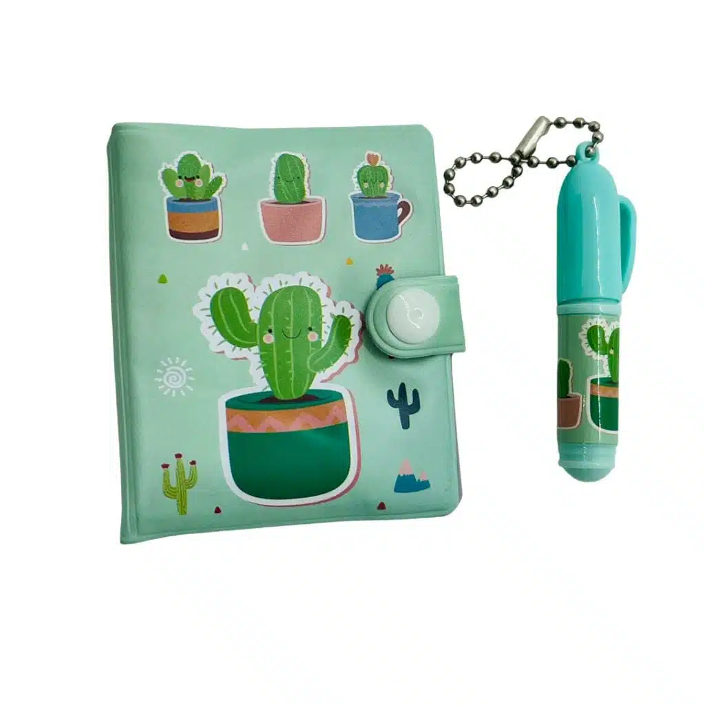 Mini Libreta 42 Hojas Con Mini Lápiz Pasta Azul Modelo de Cactus (Elige Diseño) - Imagen 4
