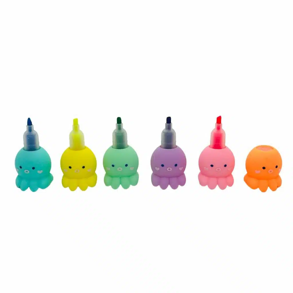 Set de 5 Mini Destacadores de Pulpito Tonos Fluorescentes - Imagen 2