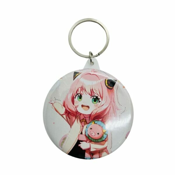 Chapita Circular de 58mm con Espejo Tipo Llavero Diseño de Anya Forger / Spy x Family