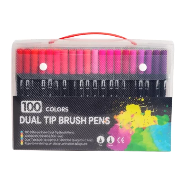 Set de 100 Lápices Doble Punta (Punta Pincel y Marcador)