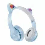 Audífono Inalámbrico con Micrófono y Luces Modelo de Gatito Celeste Fiddler Kids