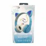 Audífono Inalámbrico con Micrófono y Luces Modelo de Gatito Celeste Fiddler Kids - Imagen 2
