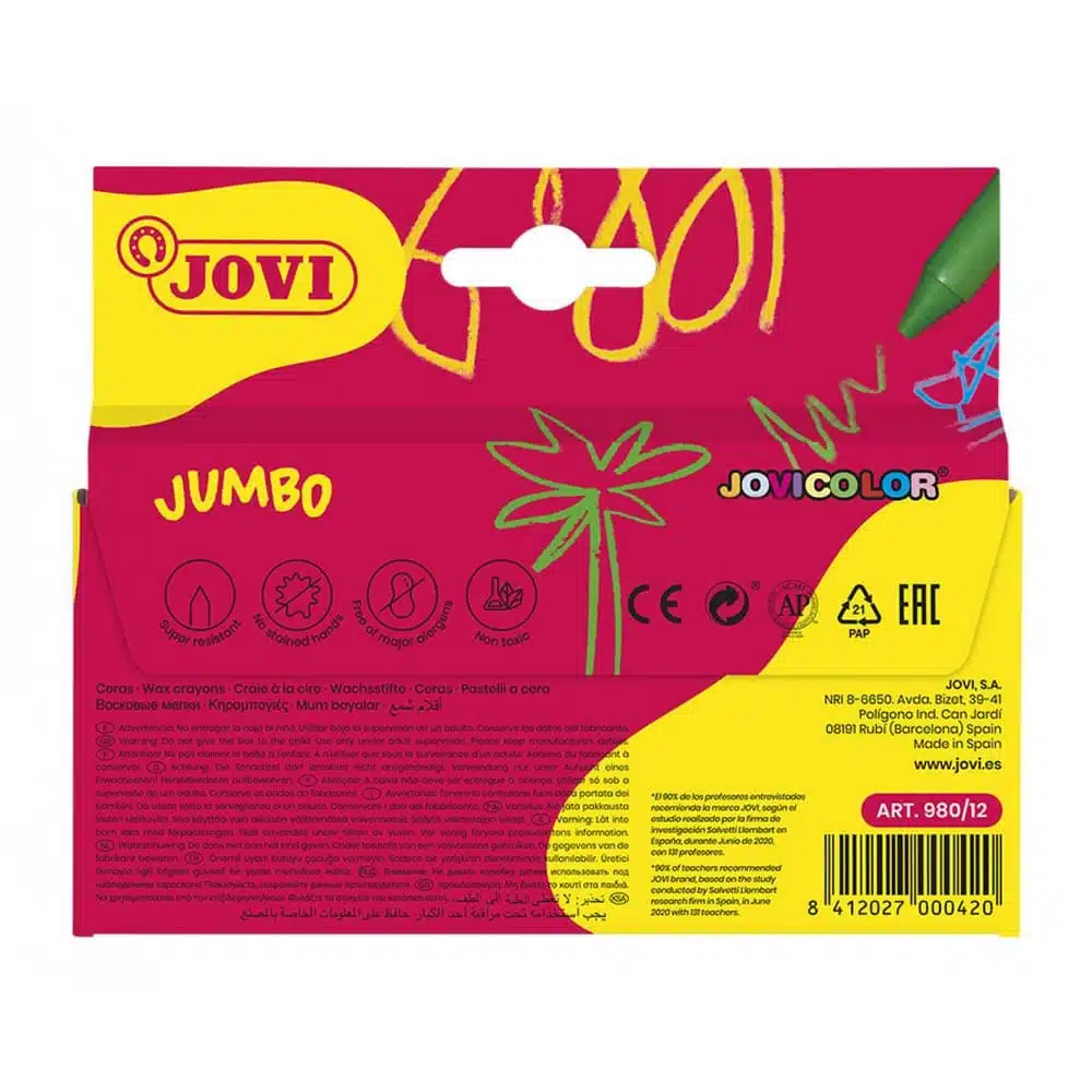 Set de 12 Crayones Cera Jumbo de Colores Jovi - Imagen 3