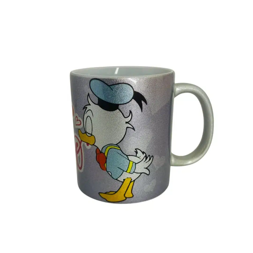 VYT026 Tazón 325ml Metalizado Diseño Pato Donald y Pata Daisy Te Amo - Imagen 1