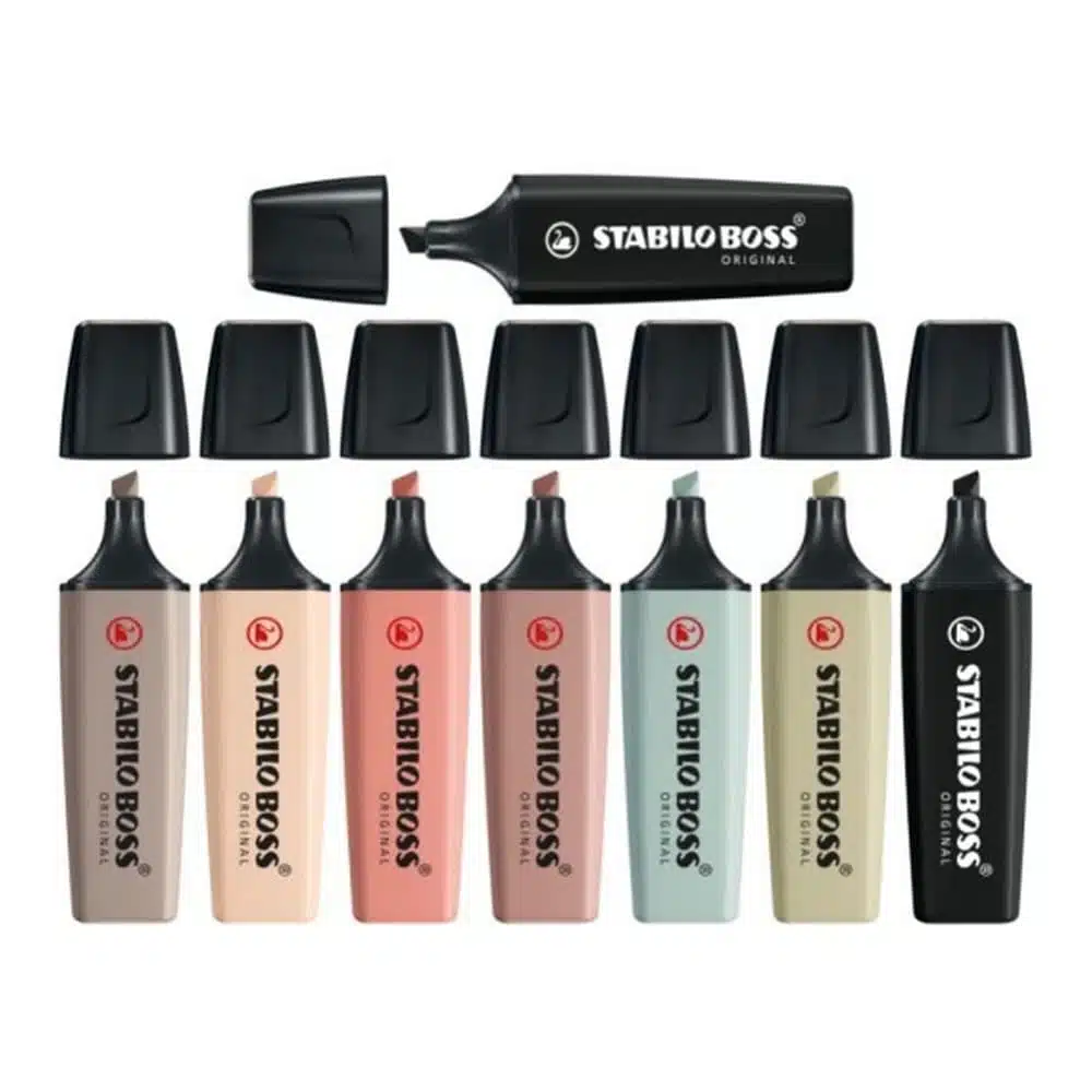 Set de 8 Destacadores Stabilo Boss Original (6 Nature Colors + 2 Negros) - Imagen 2