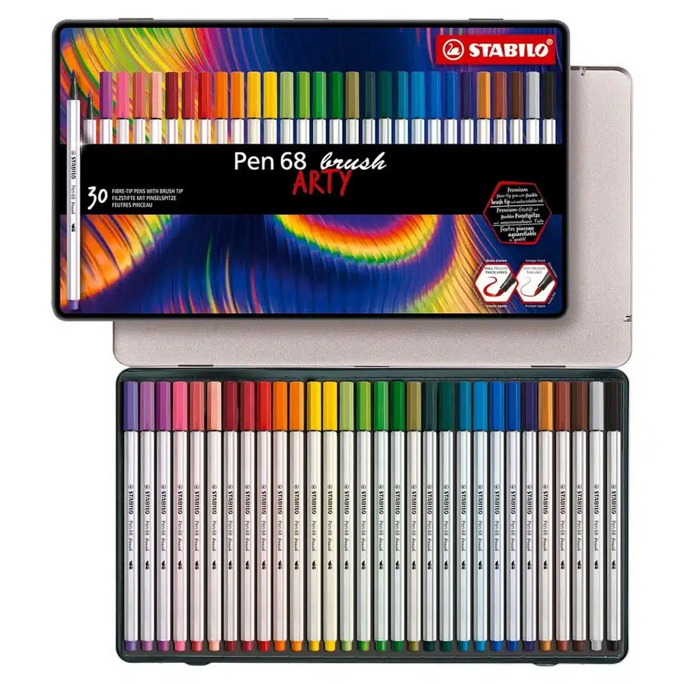 Caja Metálica de 30 Stabilo Pen 68 Brush Arty - Imagen 2