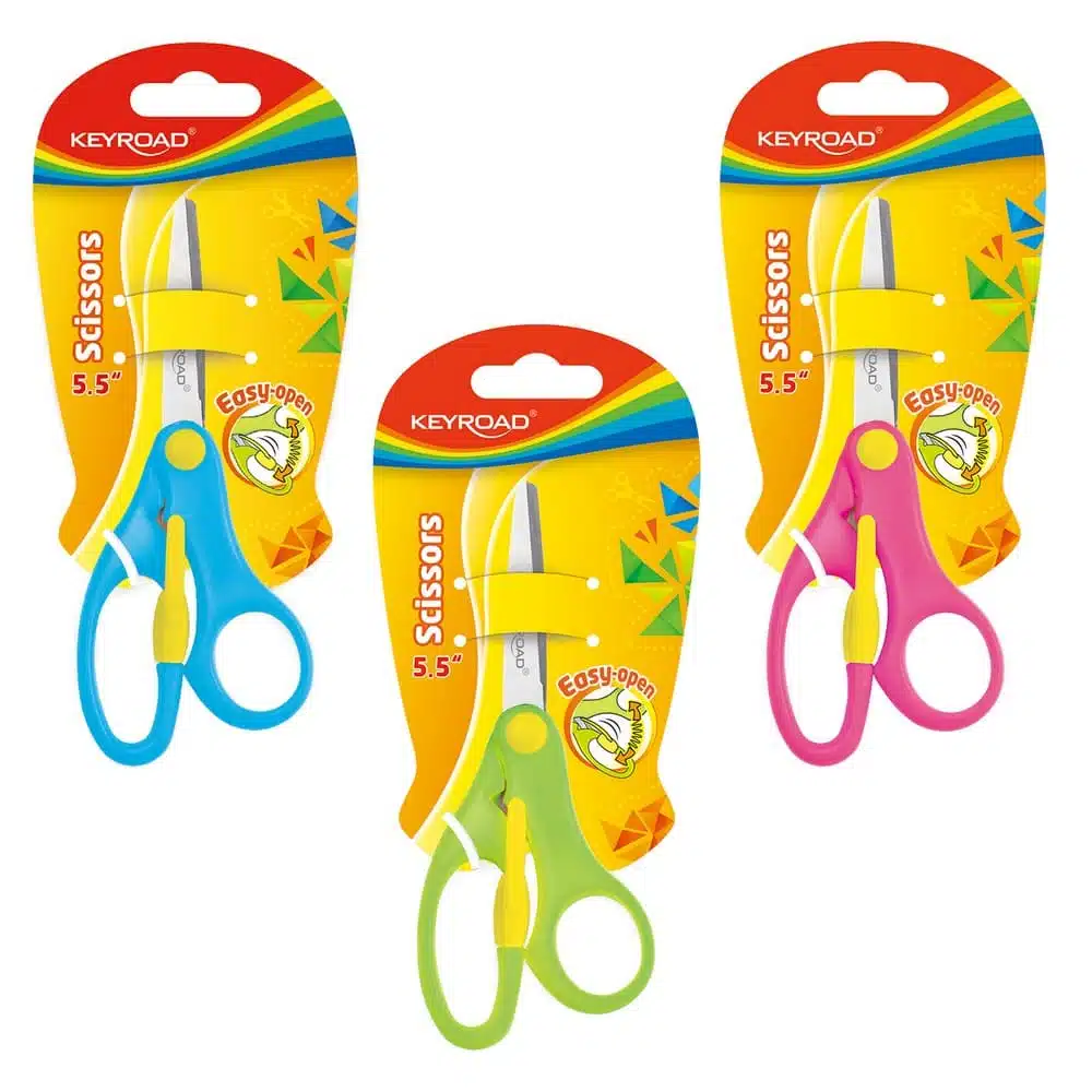 6941288724568 Tijera Plástica Punta Roma 5.5" Apertura Fácil Keyroad (Elige Color) - Imagen 1