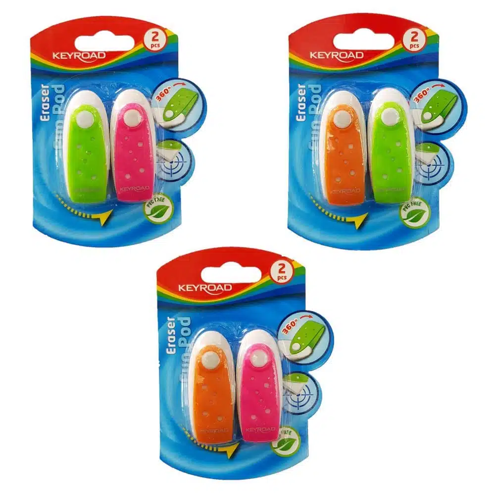 Set de 2 Gomas de Borrar Fun Pod 360° Keyroad (Elige Colores) - Imagen 1