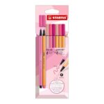 Set de 8 Stabilo (4 Point 88 + 4 Pen 68) Shades of Pink
