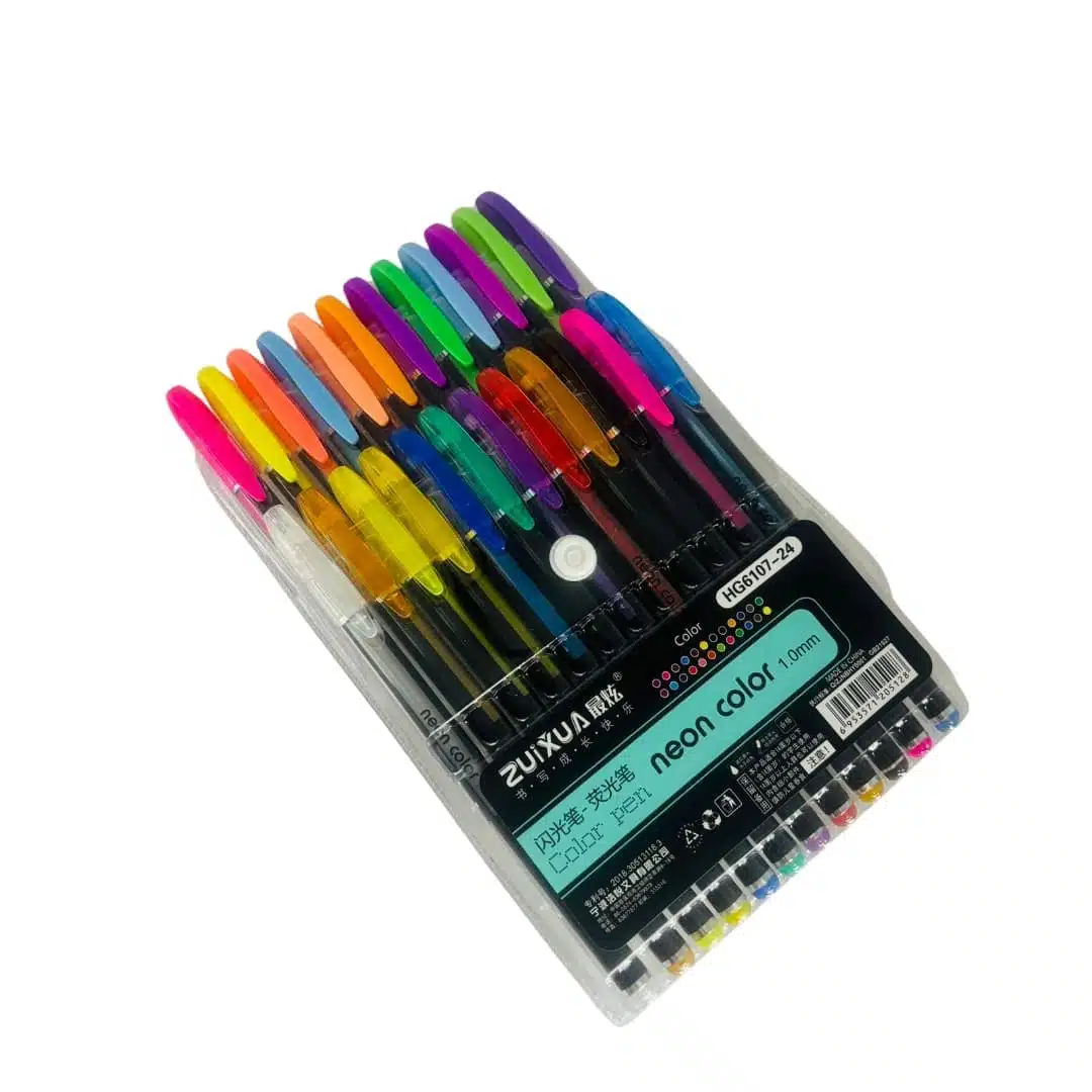 Set de 24 Lápices Tinta Gel 1.0mm Tonos Glitter y Pasteles - Imagen 4