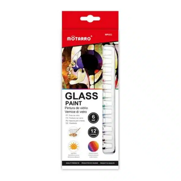 Set de 12 Pinturas de Vidrio 6ml Motarro