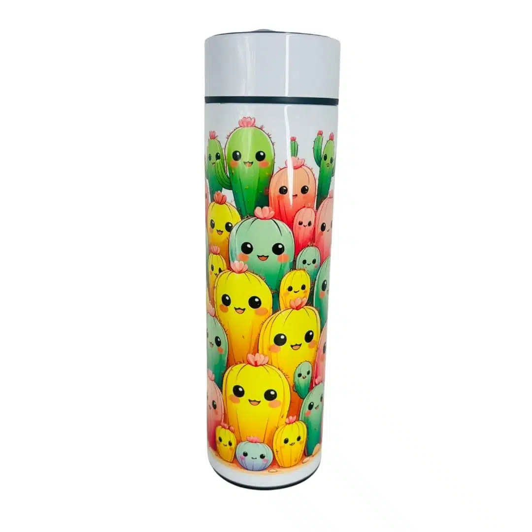 Termo Digital de Acero Inoxidable 450ml para Líquidos Diseño de Cactus - Imagen 1