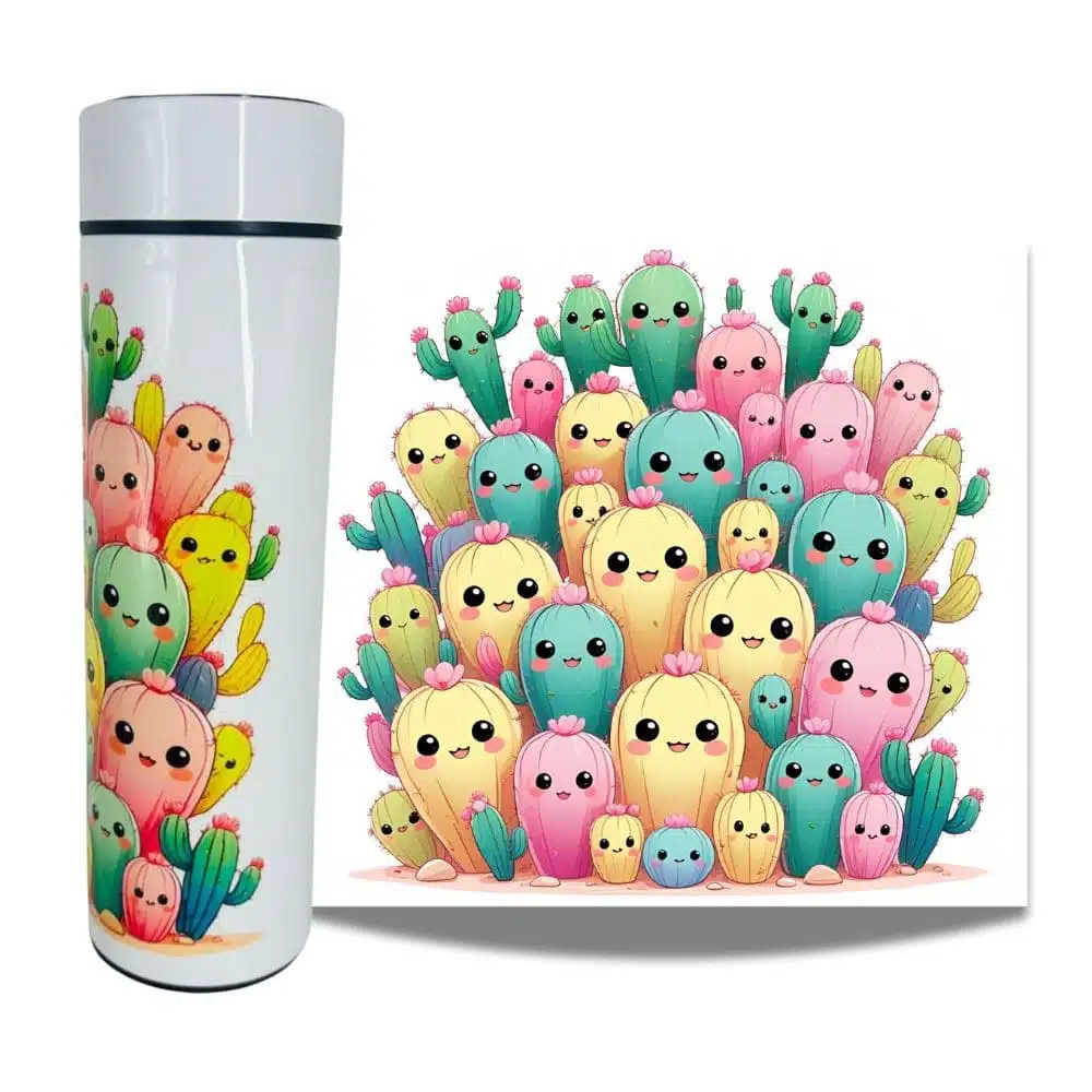 Termo Digital de Acero Inoxidable 450ml para Líquidos Diseño de Cactus - Imagen 2